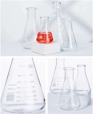 BKMAM 100ml 250ml 500ml Phòng thí nghiệm Sử dụng Bình thủy tinh hình nón trong suốt Borosilicate chịu nhiệt 3.3